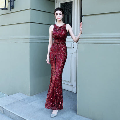 Sequined Fishtail Long Evening Dress Car Model Exhibition Performance Banquet Etiquette Dress by Ragazza