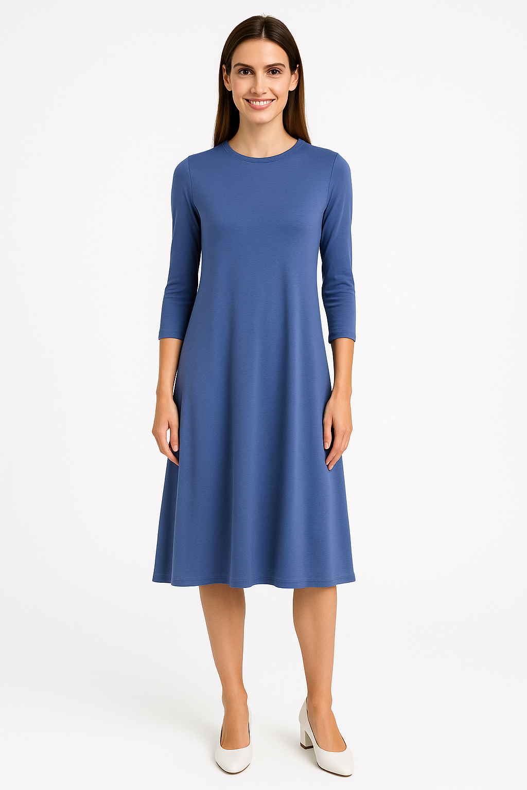 Past The Knee T-Shirt Dress - Comfortable A-Line Silhouette by Kosher Casual USA