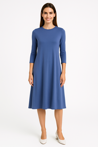 Past The Knee T-Shirt Dress - Comfortable A-Line Silhouette by Kosher Casual USA