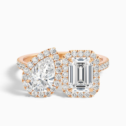 Ayana Toi Et Moi Halo Ring in 18k Yellow Gold With Pear and Emerald Lab Grown Diamond (3.5 Ct. Tw.)