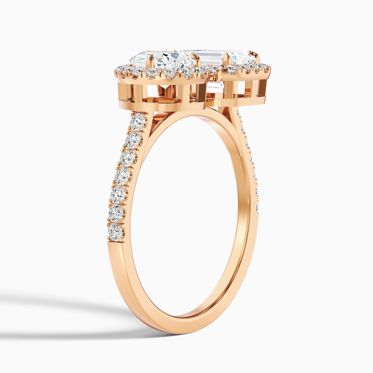 Ayana Toi Et Moi Halo Ring in 10k Rose Gold With Pear and Emerald Lab Grown Diamond (4.5 Ct. Tw.)