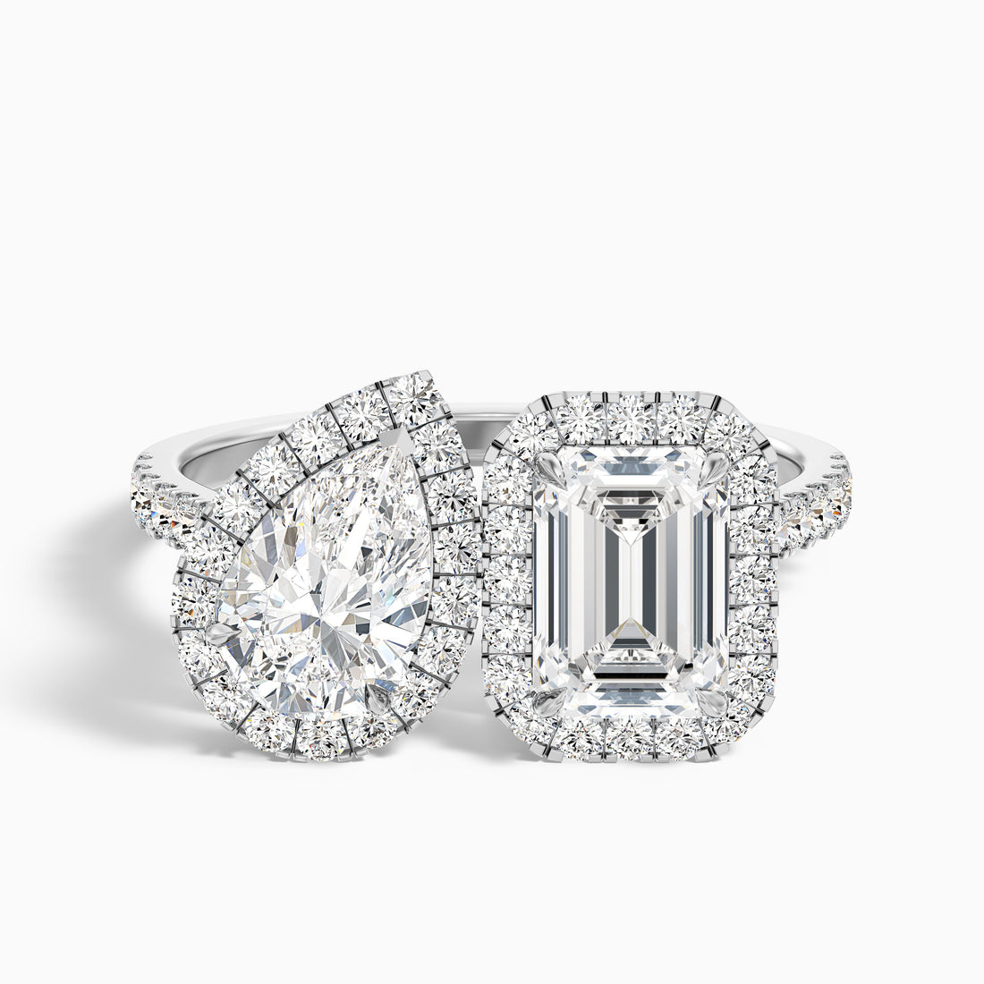 Toi Et Moi Halo Ring In 10k White Gold RadianceForever  DestGlow