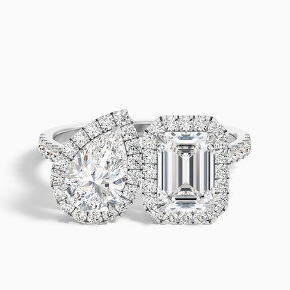 Ayana Toi Et Moi Halo Ring in 14k Rose Gold With Pear and Emerald Lab Grown Diamond (5 Ct. Tw.)