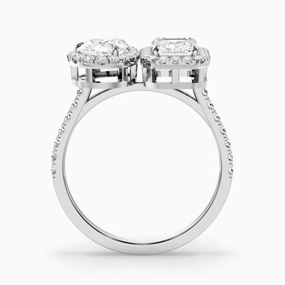 Kaley Toi Et Moi Halo Ring With Pear and Emerald Moissanite Diamond in 10k Rose Gold (4 Ct. Tw.)