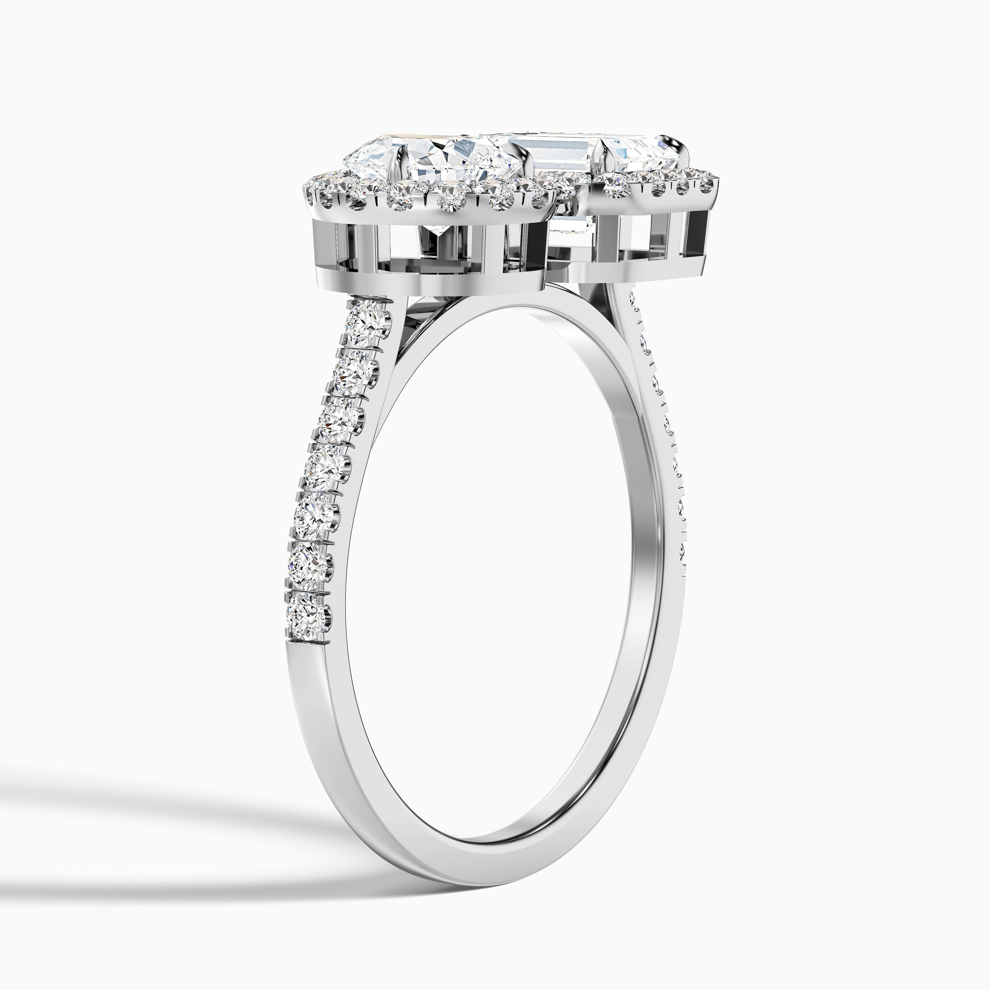 Kaley Toi Et Moi Halo Ring With Pear and Emerald Moissanite Diamond in 10k Rose Gold (4 Ct. Tw.)