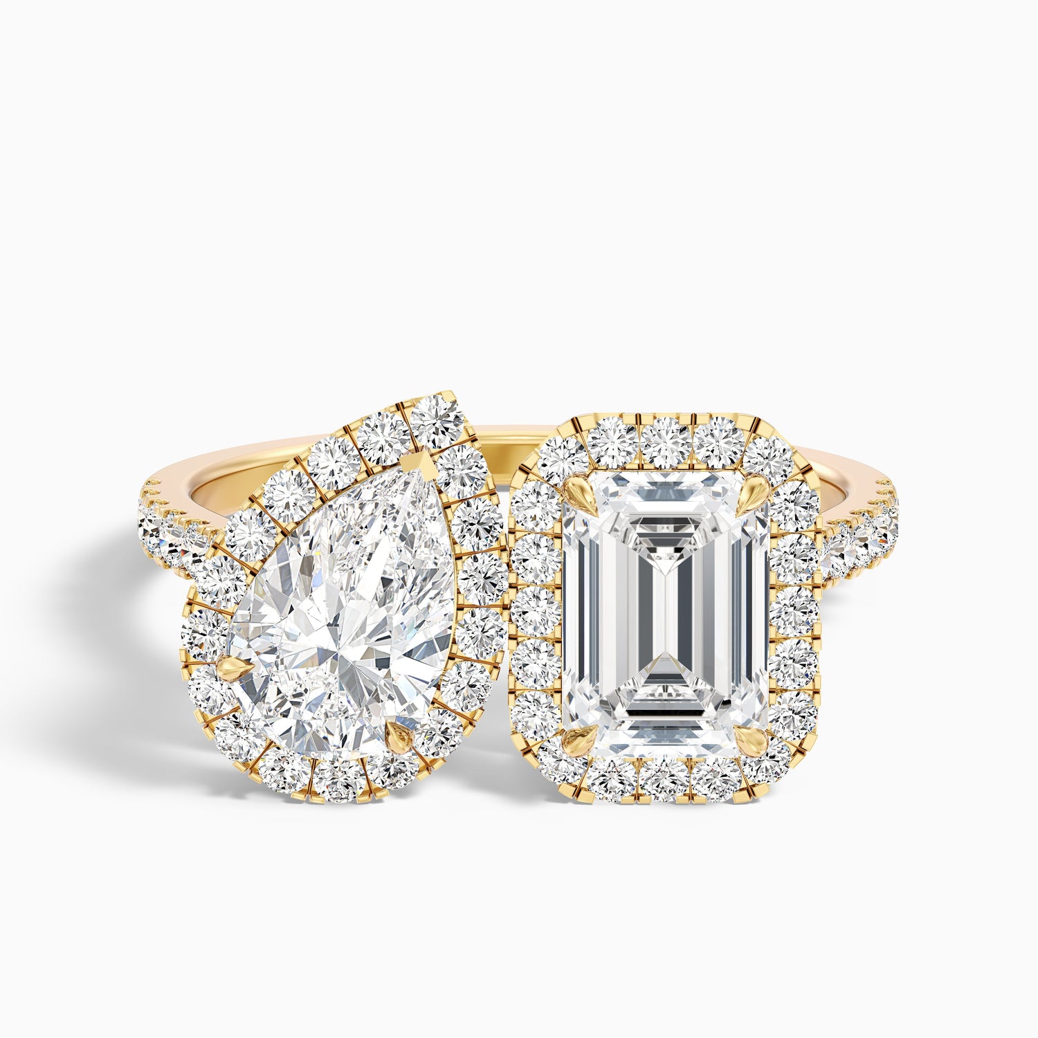 Ayana Toi Et Moi Halo Ring in 14k Yellow Gold With Pear and Emerald Lab Grown Diamond (1.5 Ct. Tw.)