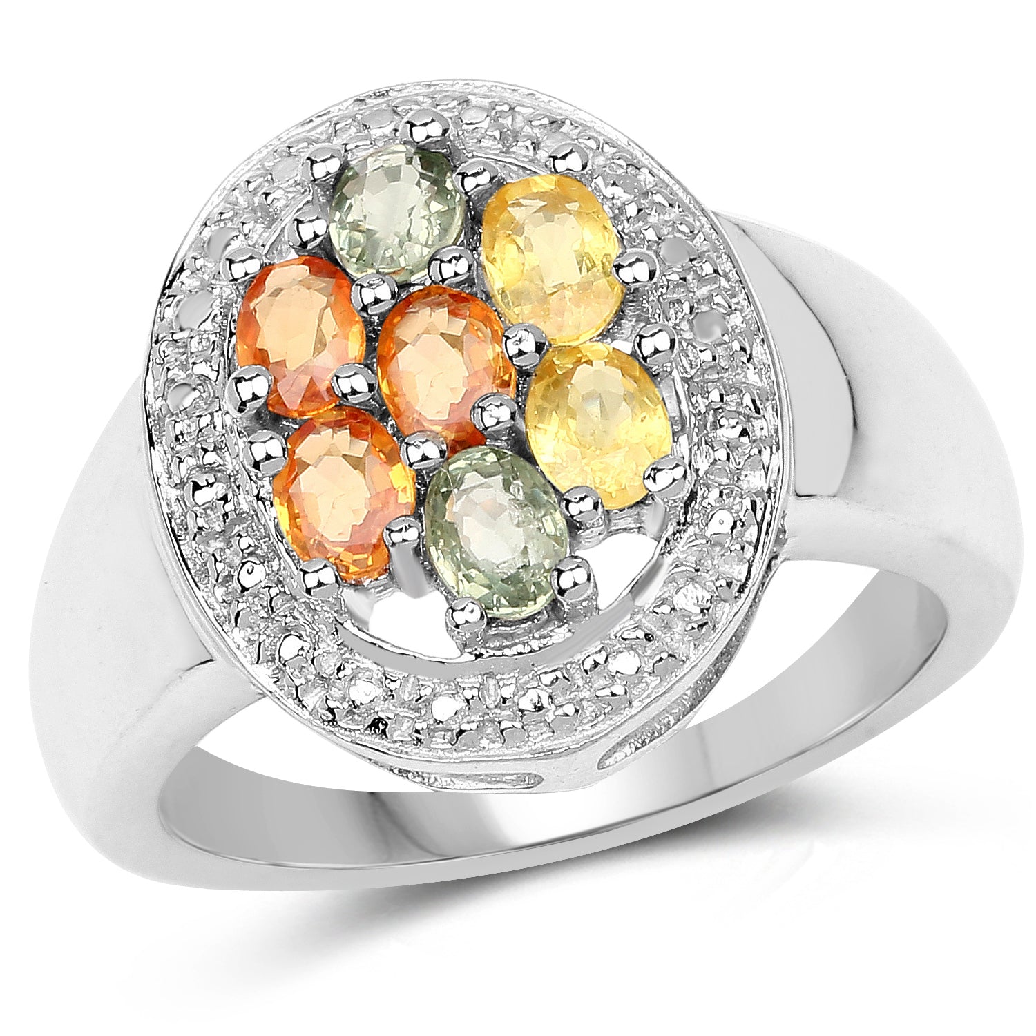 1.54 Carat Genuine Multi Sapphire .925 Sterling Silver Ring by Bids.com