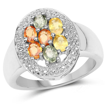 1.54 Carat Genuine Multi Sapphire .925 Sterling Silver Ring by Bids.com