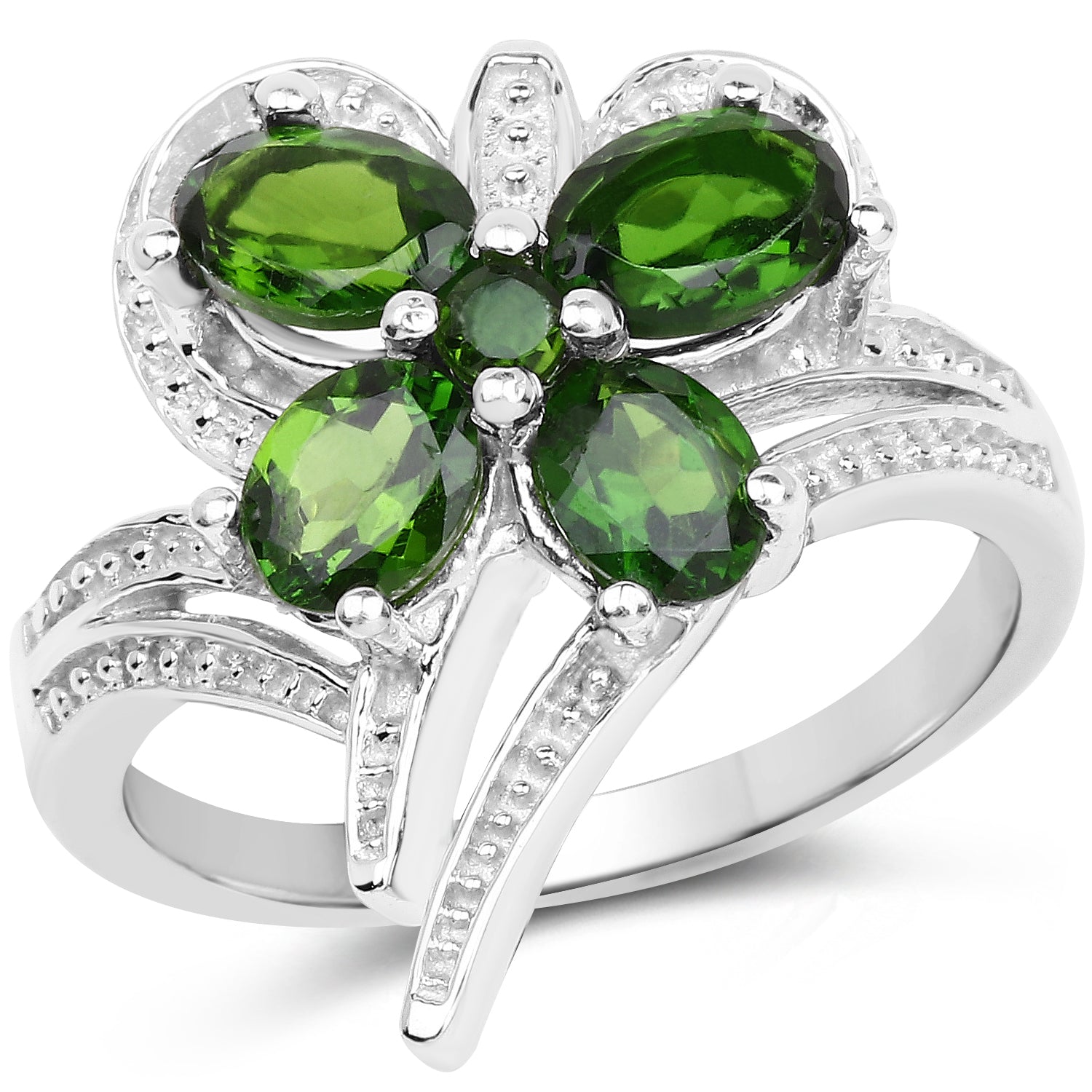1.64 Carat Genuine Chrome Diopside .925 Sterling Silver Ring  DestGlow