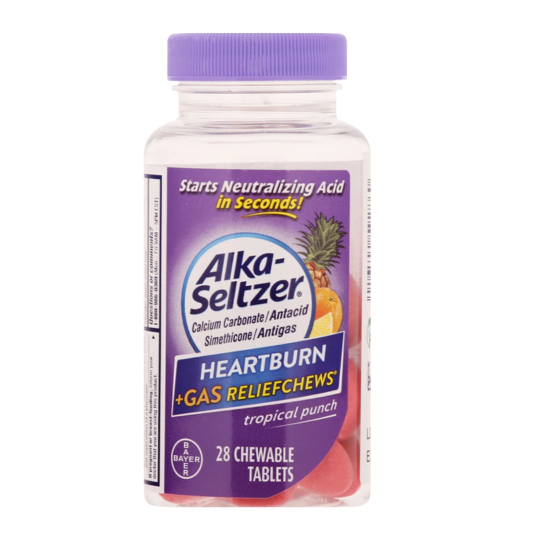 Alka-Seltzer Heartburn + Gas Relief Chews Tropical Punch (28 ct) by Farmacias Savia