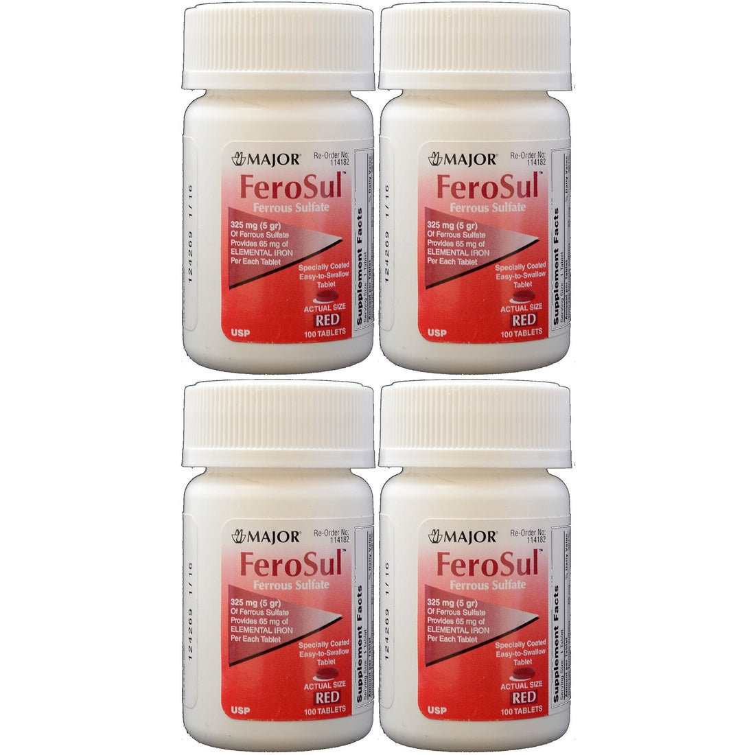 Major FeroSul Ferrous Sulfate 325mg, 100 Tablets 