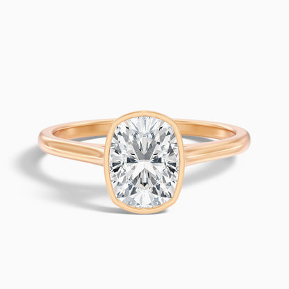 Angie 2.5 Carat Elongated Cushion Cut Bezel Set Moissanite Diamond Ring in 10k Yellow Gold