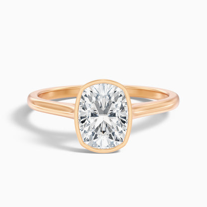 Angie 2 Carat Elongated Cushion Cut Bezel Set Moissanite Diamond Ring in 925 Sterling Silver