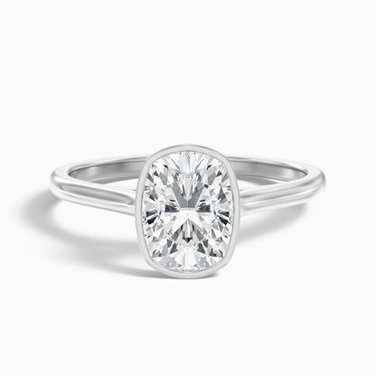 Angie 3 Carat Elongated Cushion Cut Bezel Set Lab Grown Diamond Ring in 10k Rose Gold