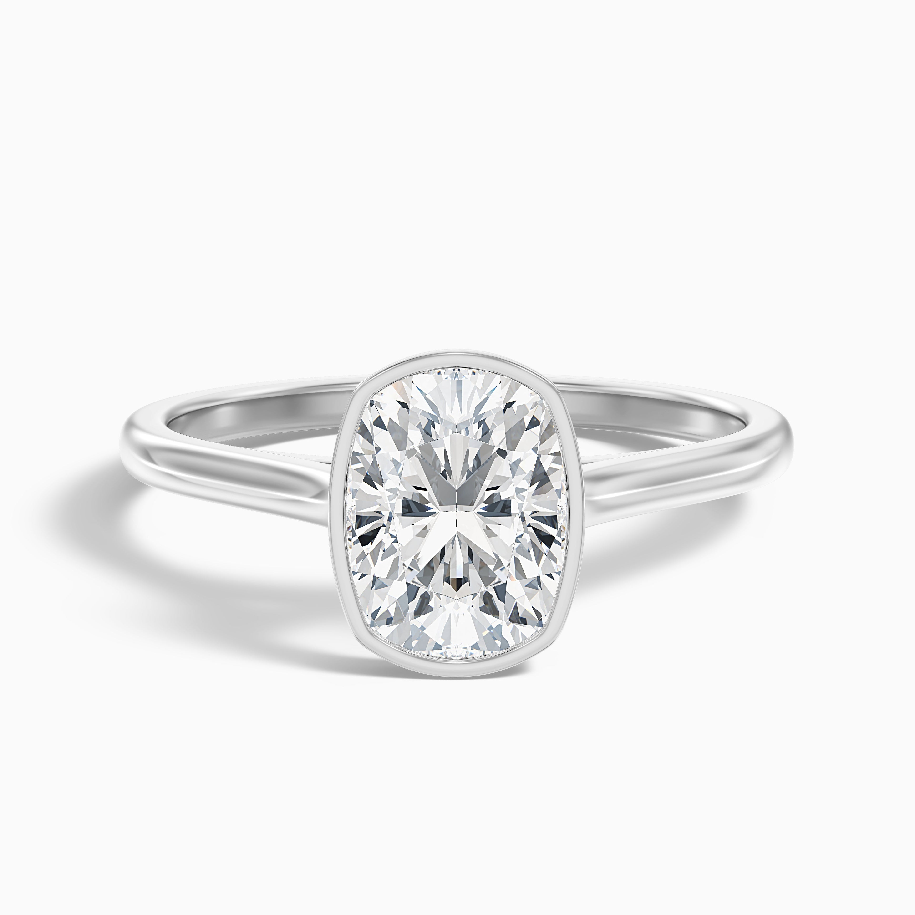 Angie 1.5 Carat Elongated Cushion Cut Bezel Set Moissanite Diamond Ring in 10k Rose Gold