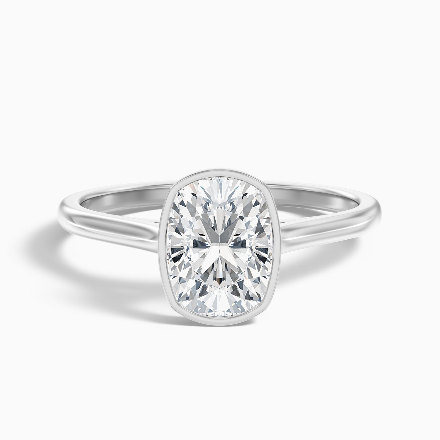 Angie 2 Carat Elongated Cushion Cut Bezel Set Lab Grown Diamond Ring in 925 Sterling Silver