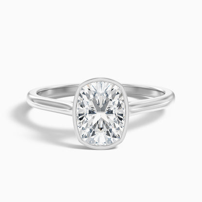 Angie 4.5 Carat Elongated Cushion Cut Bezel Set Lab Grown Diamond Ring in 925 Sterling Silver