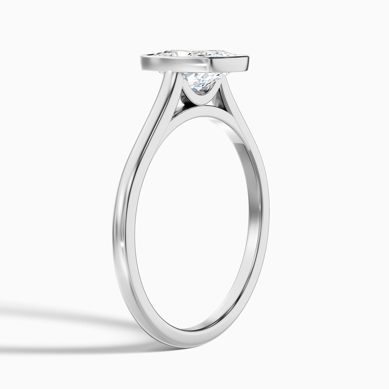 Angie 5.5 Carat Elongated Cushion Cut Bezel Set Moissanite Diamond Ring in 14k Yellow Gold