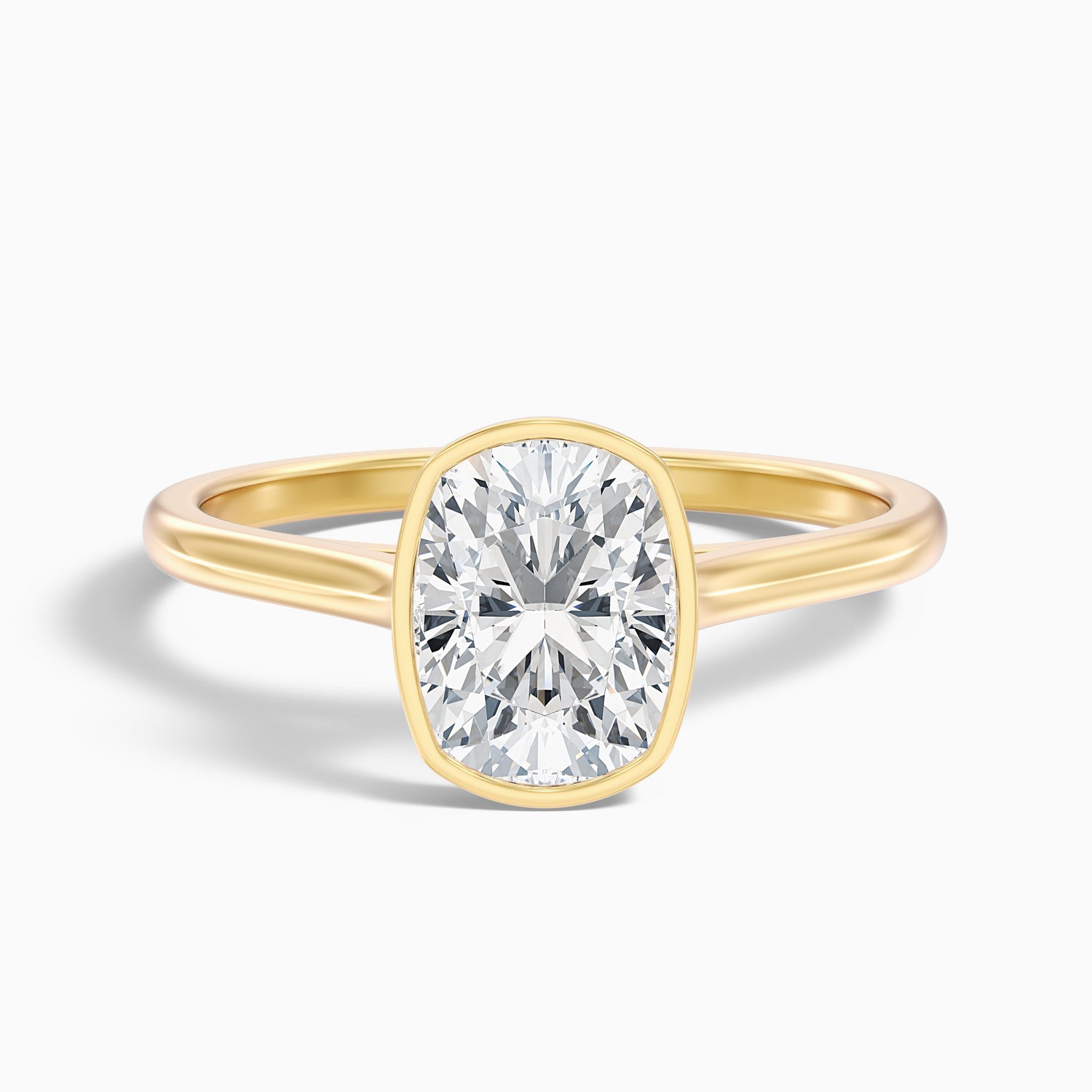Angie 1.5 Carat Elongated Cushion Cut Bezel Set Moissanite Diamond Ring in 14k White Gold