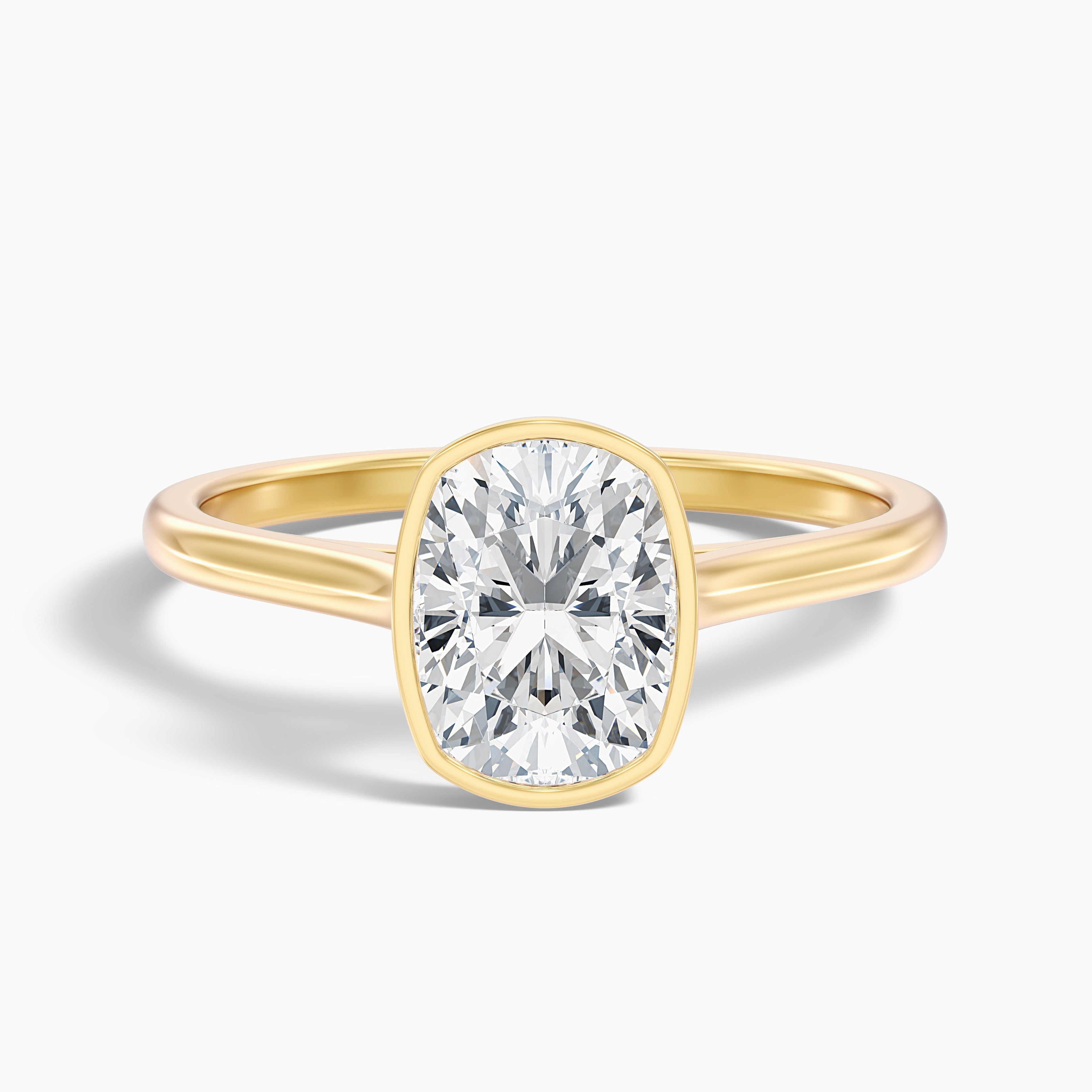 Angie 3.5 Carat Elongated Cushion Cut Bezel Set Moissanite Diamond Ring in 10k Rose Gold
