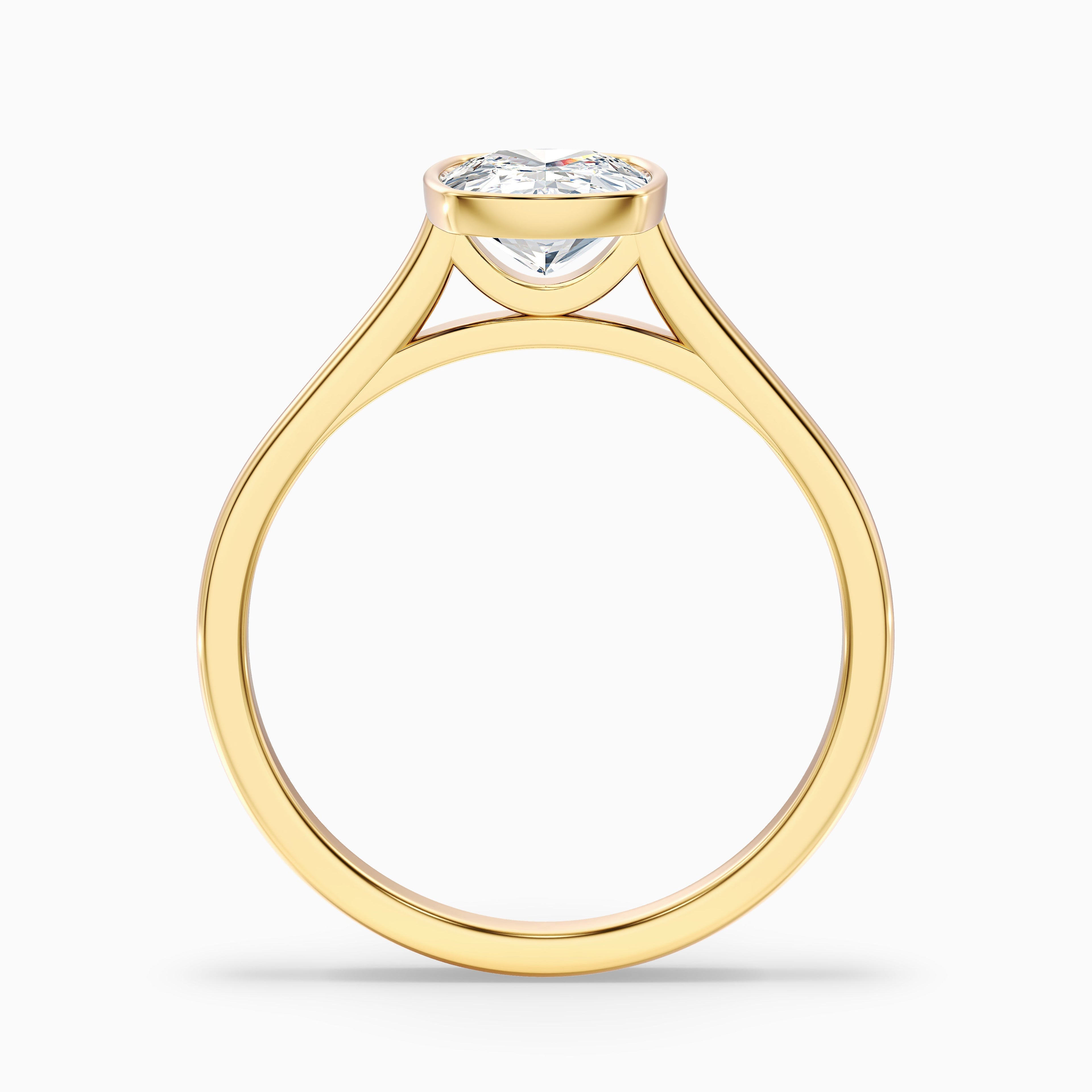 Angie 3.5 Carat Elongated Cushion Cut Bezel Set Moissanite Diamond Ring in 18k White Gold