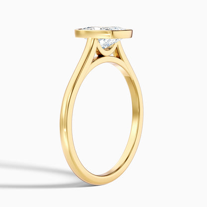 Angie 2.5 Carat Elongated Cushion Cut Bezel Set Lab Grown Diamond Ring in 14k Yellow Gold
