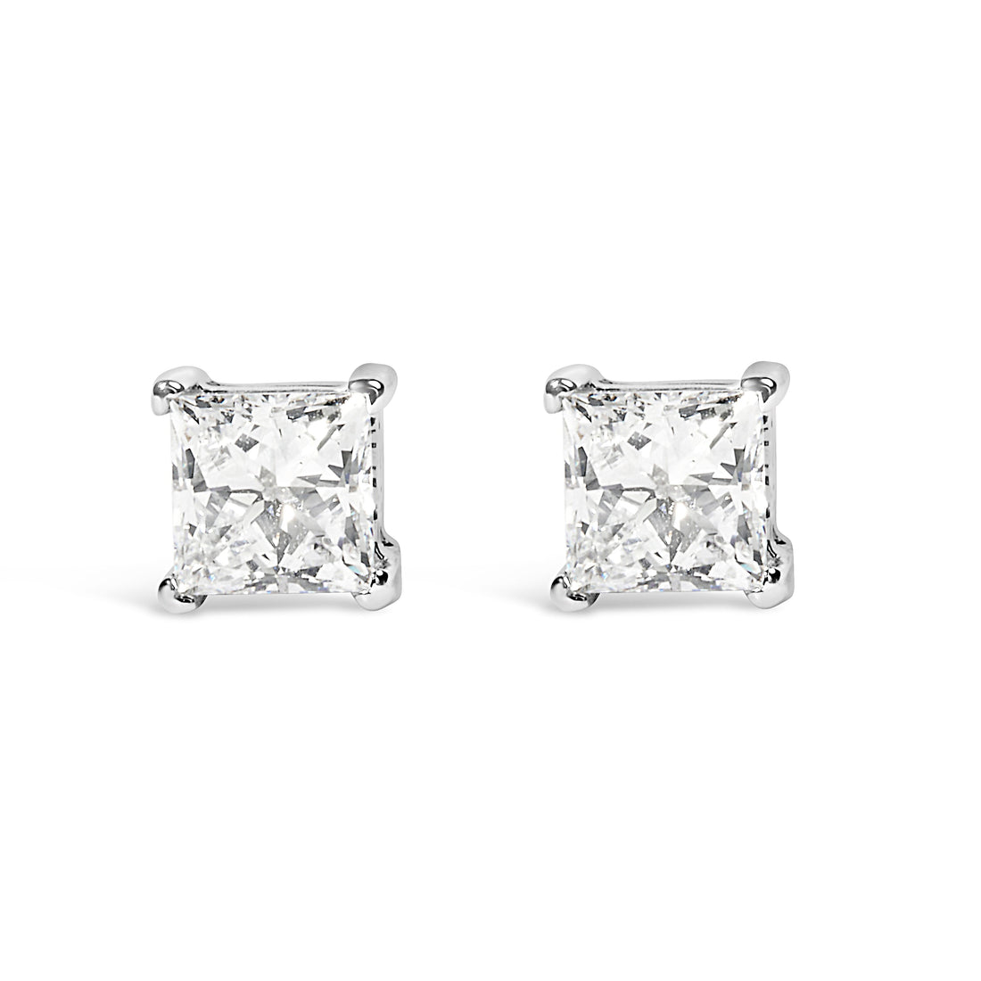 14K White Gold 3/8 Cttw Lab Grown Princess-Cut Diamond 4-Prong Solitaire Stud Earrings (VS1-VS2 Clarity, F-G Color) by Bids.com