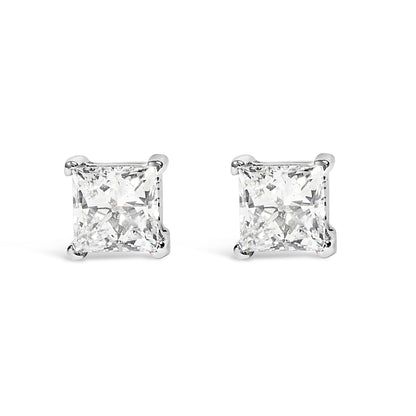 14K White Gold 3/8 Cttw Lab Grown Princess-Cut Diamond 4-Prong Solitaire Stud Earrings (VS1-VS2 Clarity, F-G Color) by Bids.com