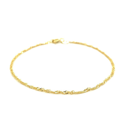 10k Yellow Gold Singapore Anklet 1.5mm  DestGlow