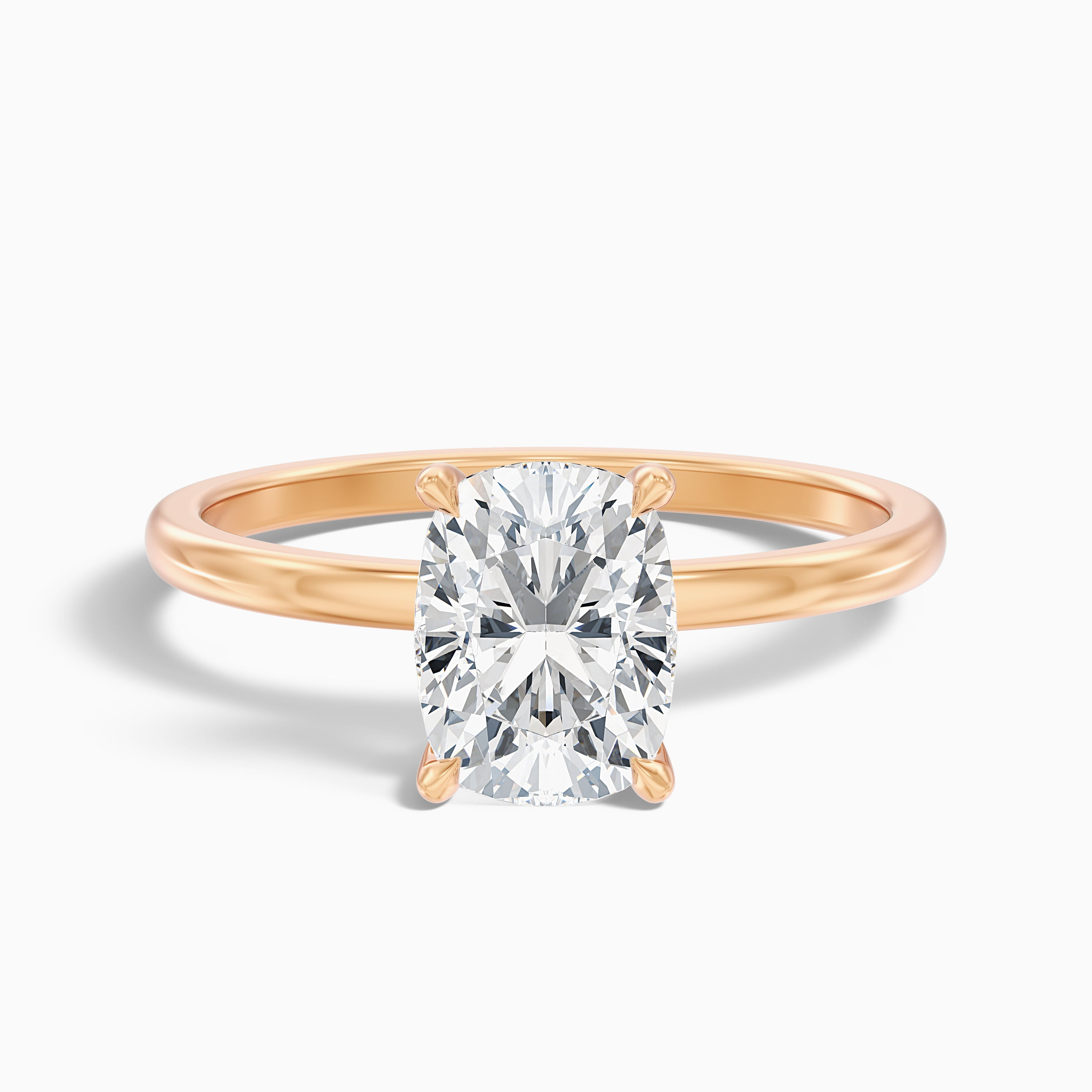 Lynda 5 Carat Elongated Cushion Cut Hidden Halo Moissanite Diamond Ring in 10k Rose Gold