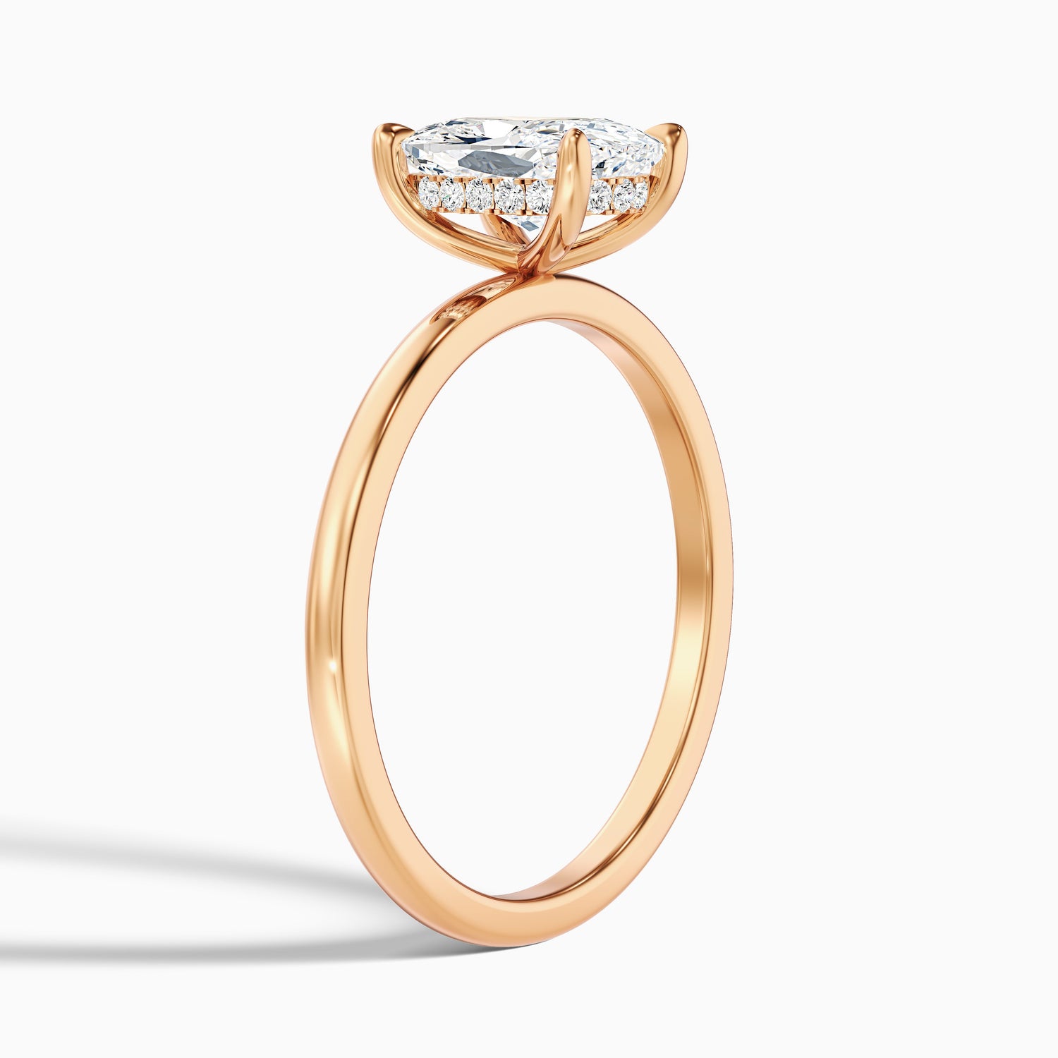 Lynda 1 Carat Elongated Cushion Cut Hidden Halo Moissanite Diamond Ring in 10k Rose Gold