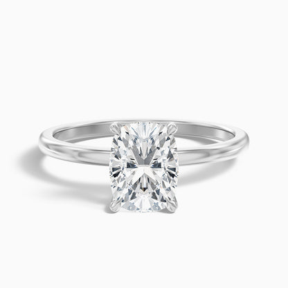 Lynda 5 Carat Elongated Cushion Cut Hidden Halo Moissanite Diamond Ring in 10k White Gold