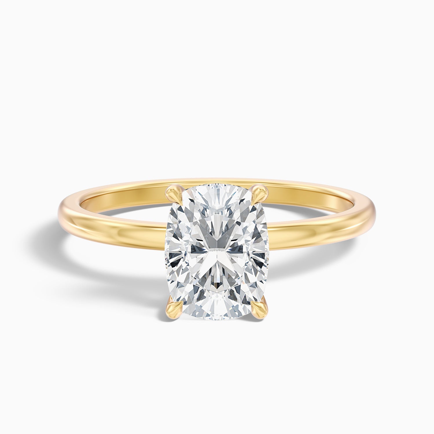 Lynda 2.5 Carat Elongated Cushion Cut Hidden Halo Moissanite Diamond Ring in 18k White Gold