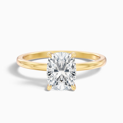 Lynda 2 Carat Elongated Cushion Cut Hidden Halo Moissanite Diamond Ring in 10k White Gold