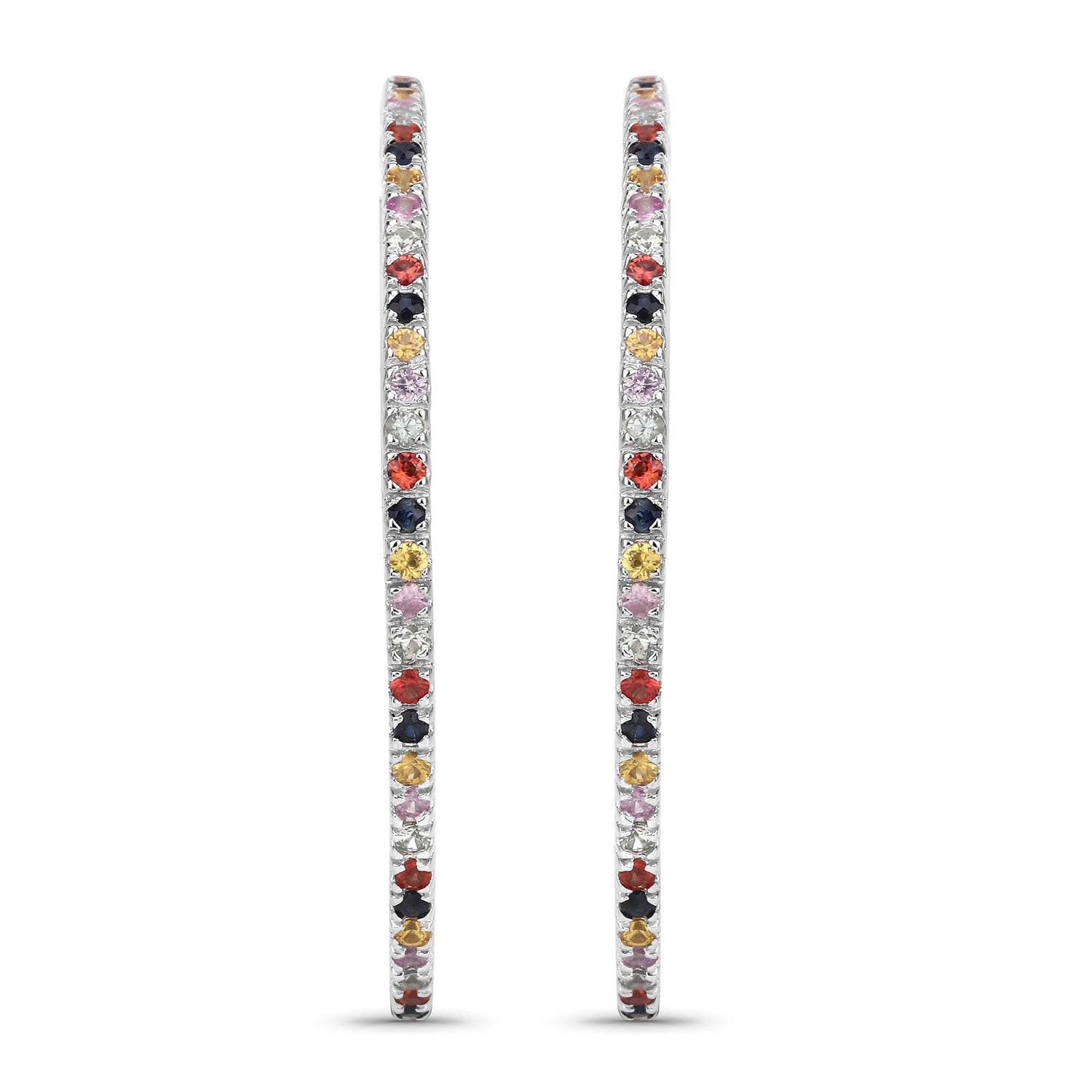 2.24 Carat Genuine Multi Sapphire .925 Sterling Silver Earrings by Bids.com