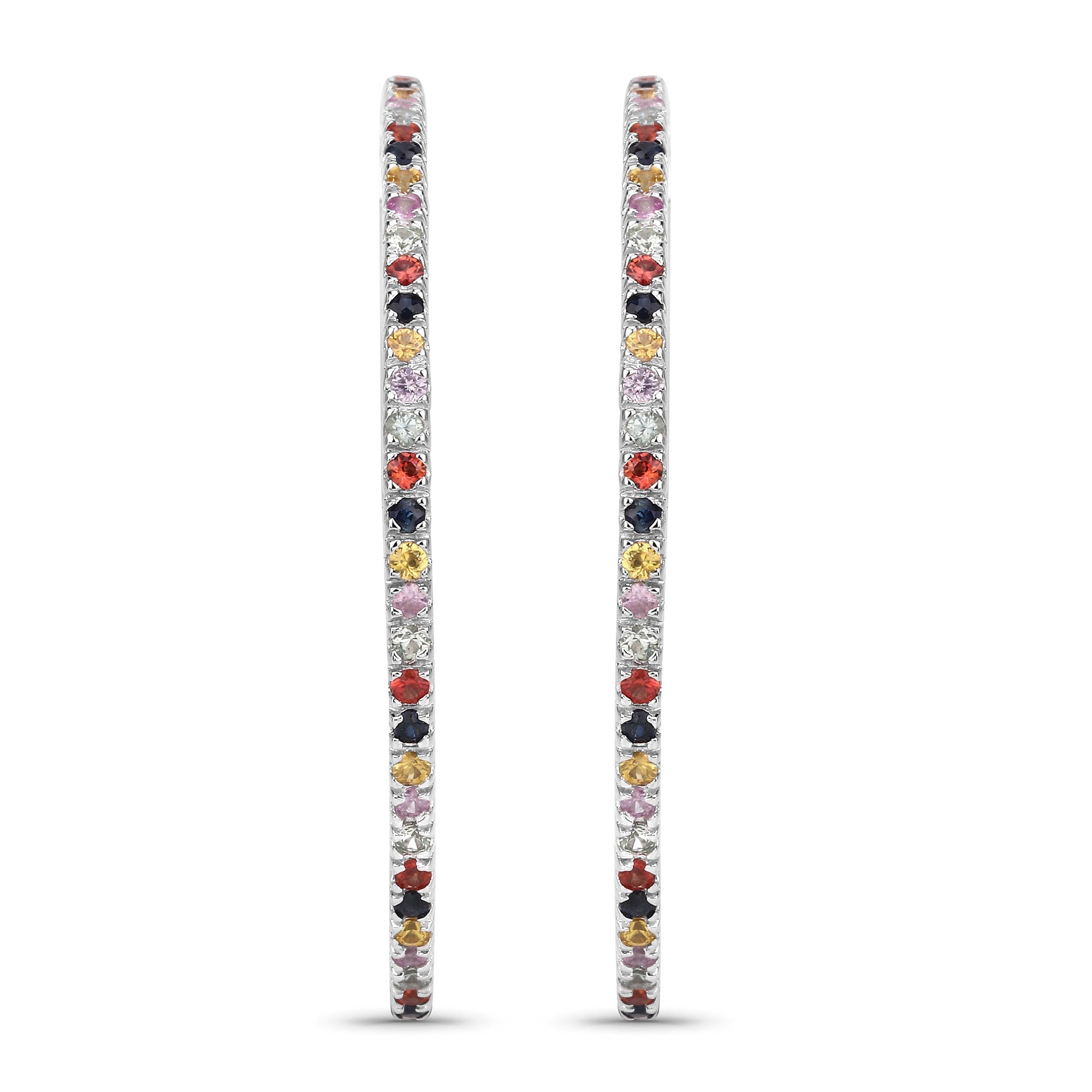 2.24 Carat Genuine Multi Sapphire .925 Sterling Silver Earrings by Bids.com