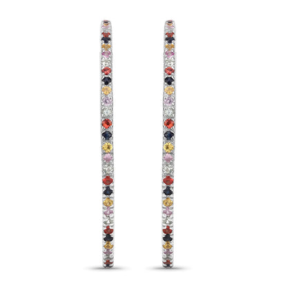 2.24 Carat Genuine Multi Sapphire .925 Sterling Silver Earrings by Bids.com