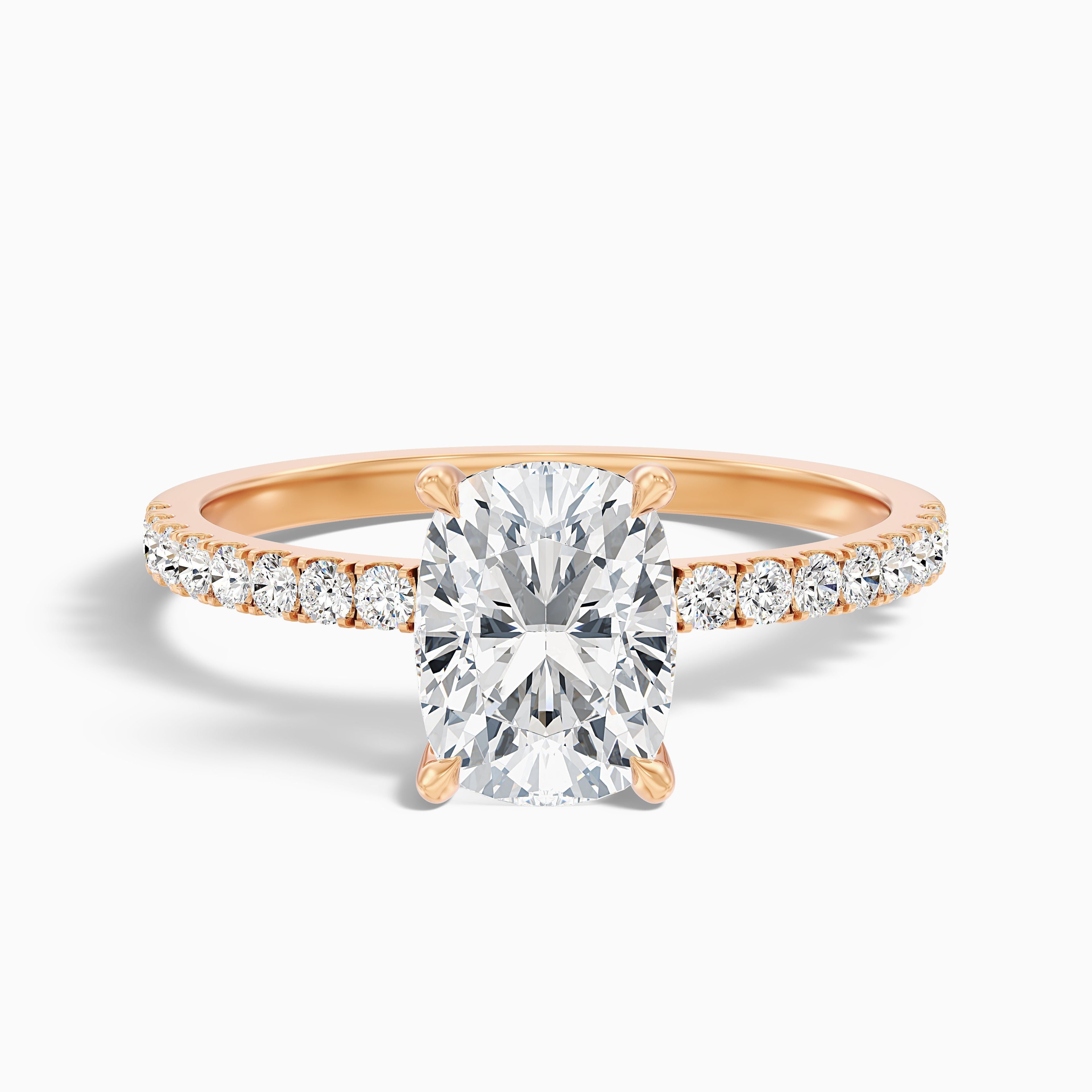 Holly 4.5 Carat Elongated Cushion Cut Hidden Halo Pave Moissanite Diamond Ring in 925 Sterling Silver