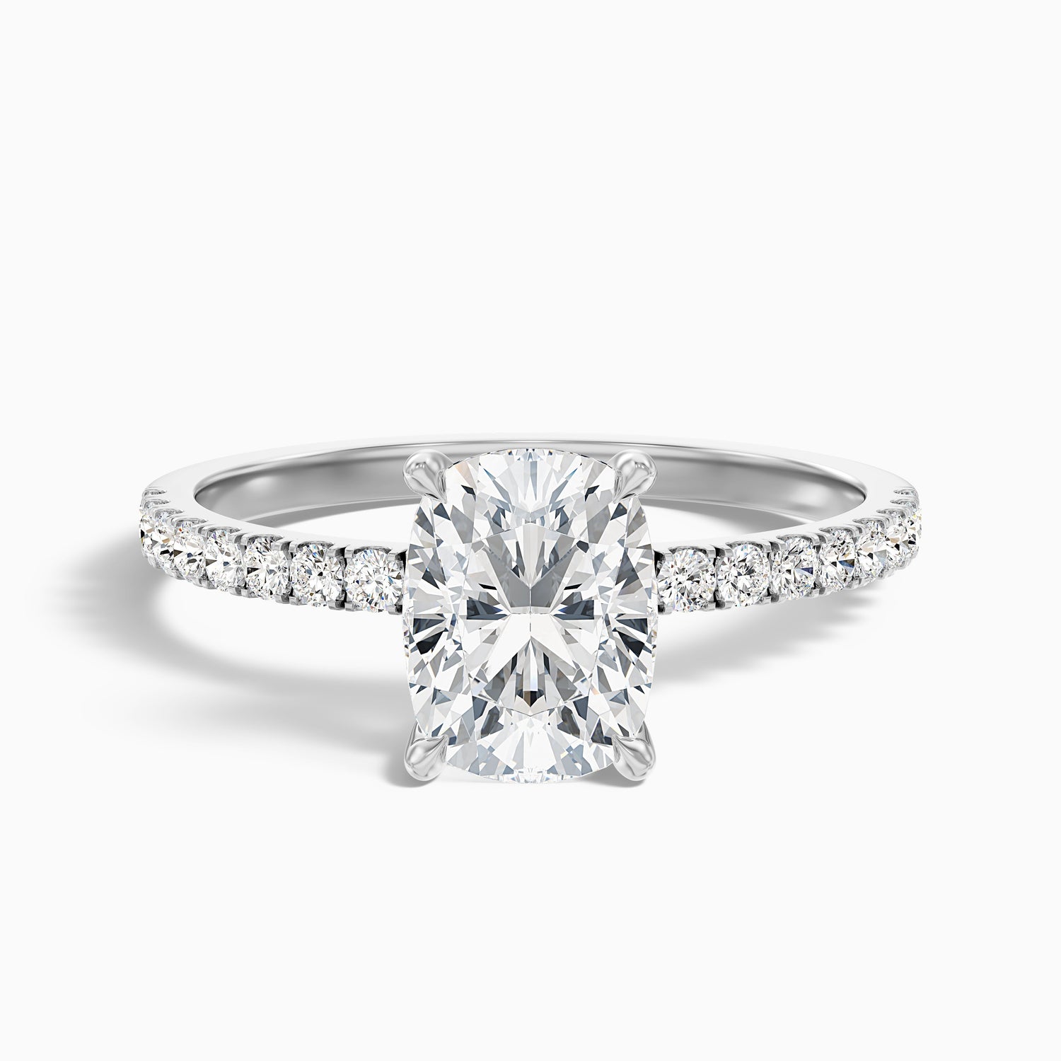 Holly 3.5 Carat Elongated Cushion Cut Hidden Halo Pave Lab Grown Diamond Ring in 18k Rose Gold