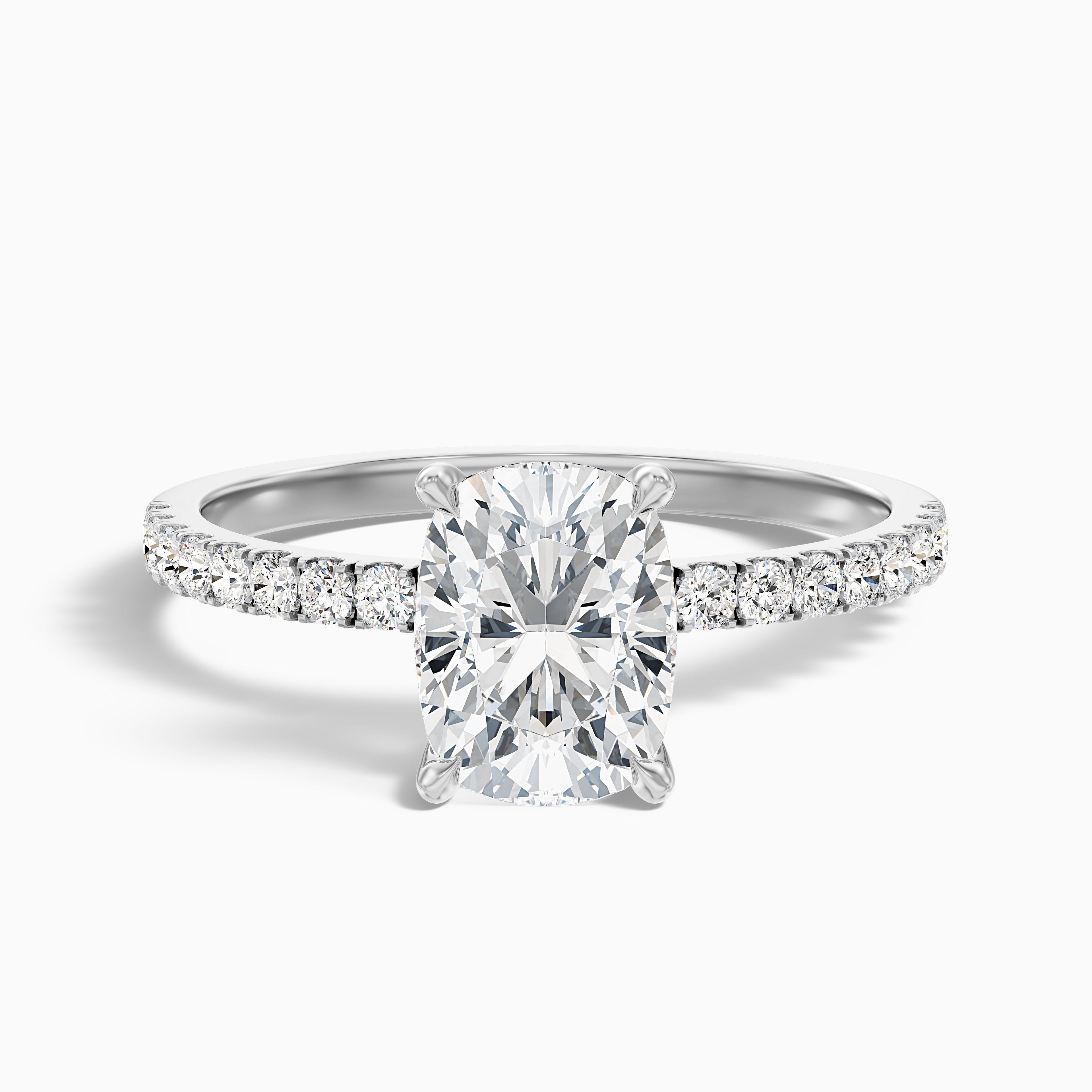 Holly 2 Carat Elongated Cushion Cut Hidden Halo Pave Moissanite Diamond Ring in 18k Yellow Gold