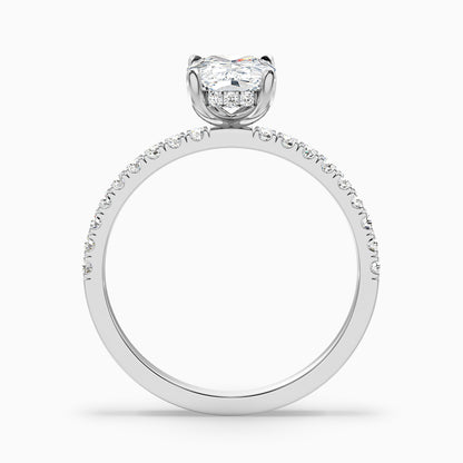 Holly 4.5 Carat Elongated Cushion Cut Hidden Halo Pave Lab Grown Diamond Ring in 18k White Gold