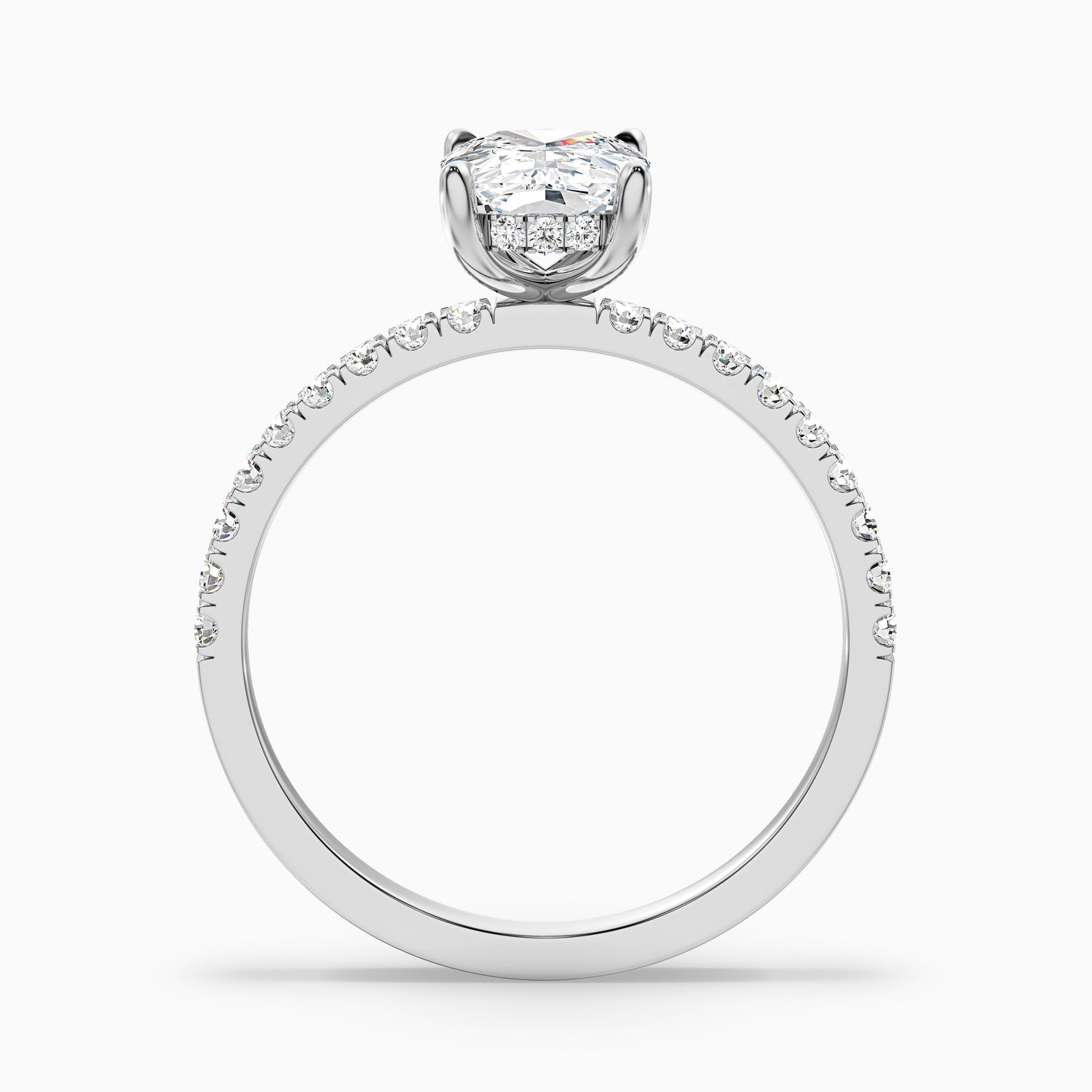 Holly 3.5 Carat Elongated Cushion Cut Hidden Halo Pave Lab Grown Diamond Ring in 14k White Gold