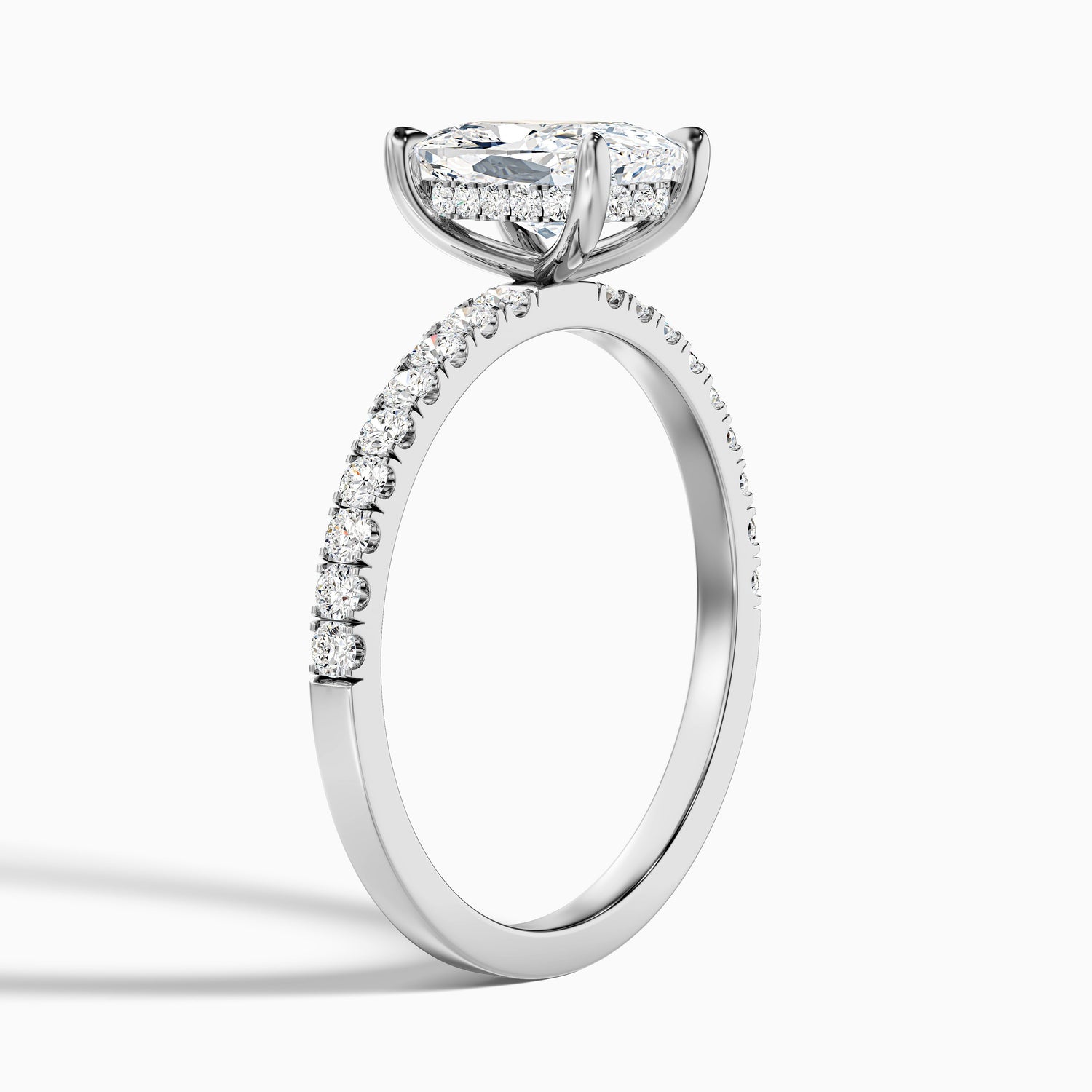 Holly 3 Carat Elongated Cushion Cut Hidden Halo Pave Moissanite Diamond Ring in 925 Sterling Silver