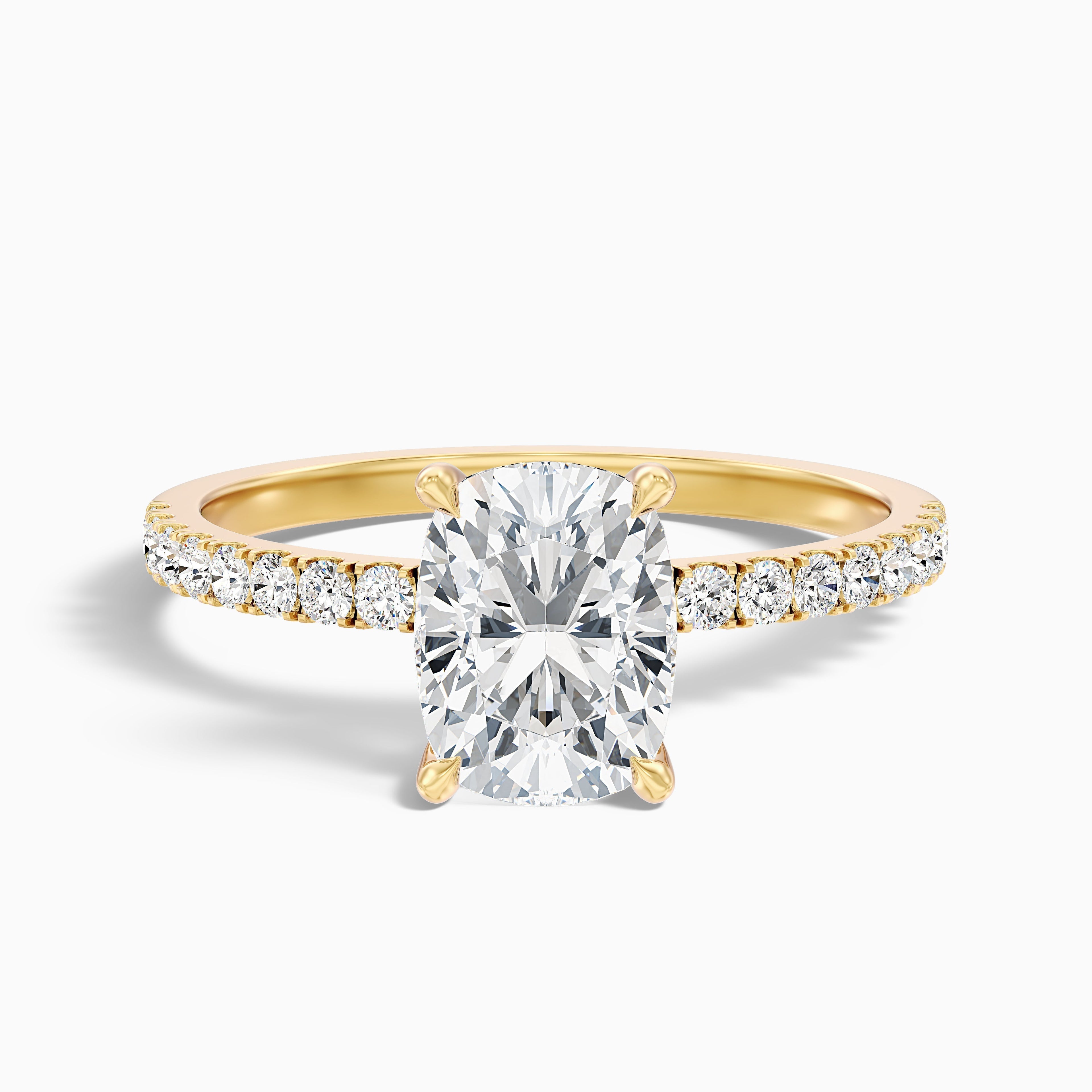 Holly 3.5 Carat Elongated Cushion Cut Hidden Halo Pave Lab Grown Diamond Ring in 925 Sterling Silver
