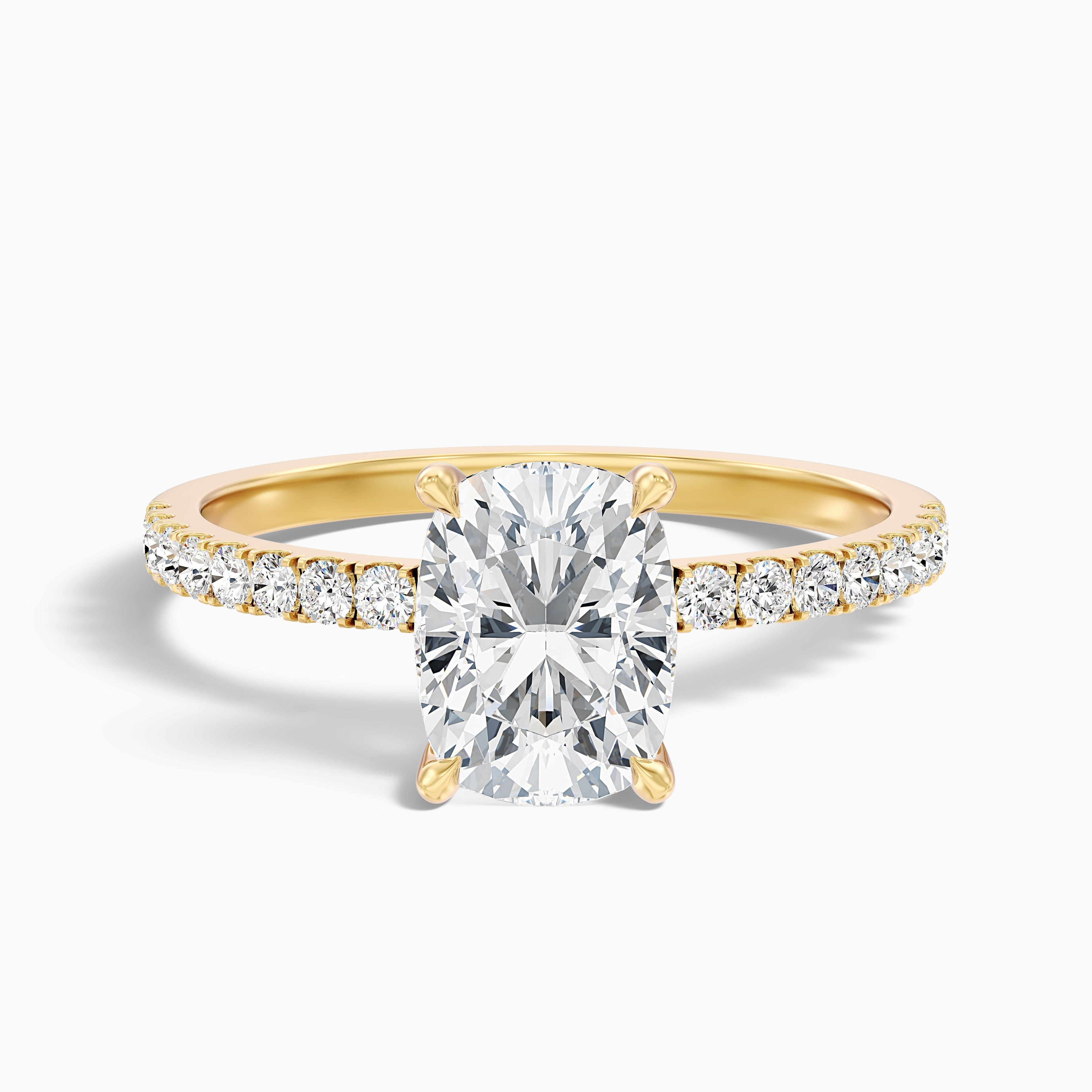 Holly 5.5 Carat Elongated Cushion Cut Hidden Halo Pave Moissanite Diamond Ring in 18k Rose Gold