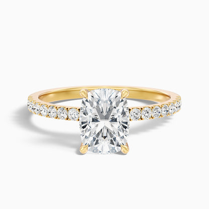 Holly 3.5 Carat Elongated Cushion Cut Hidden Halo Pave Lab Grown Diamond Ring in 14k White Gold