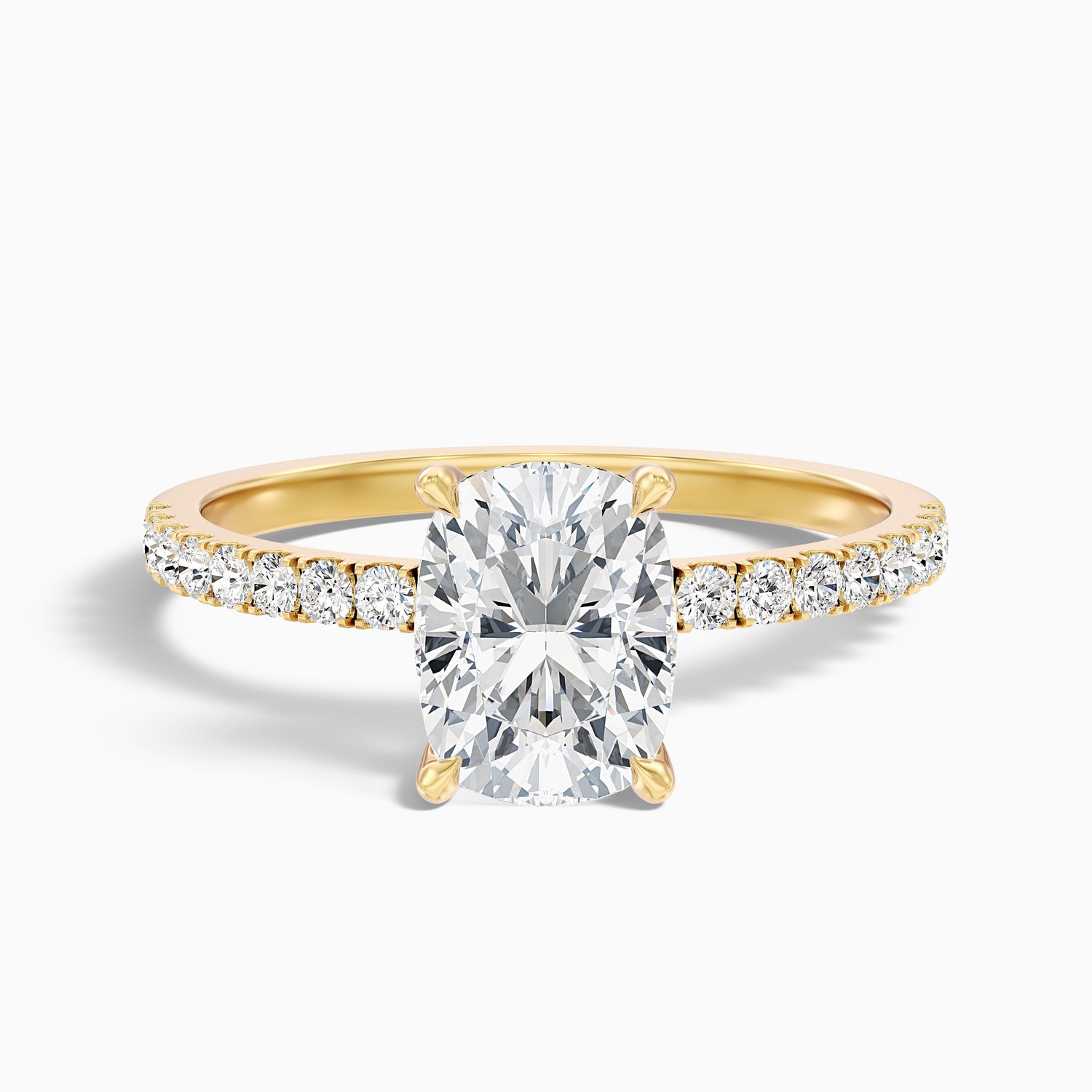 Holly 4.5 Carat Elongated Cushion Cut Hidden Halo Pave Lab Grown Diamond Ring in 18k Rose Gold