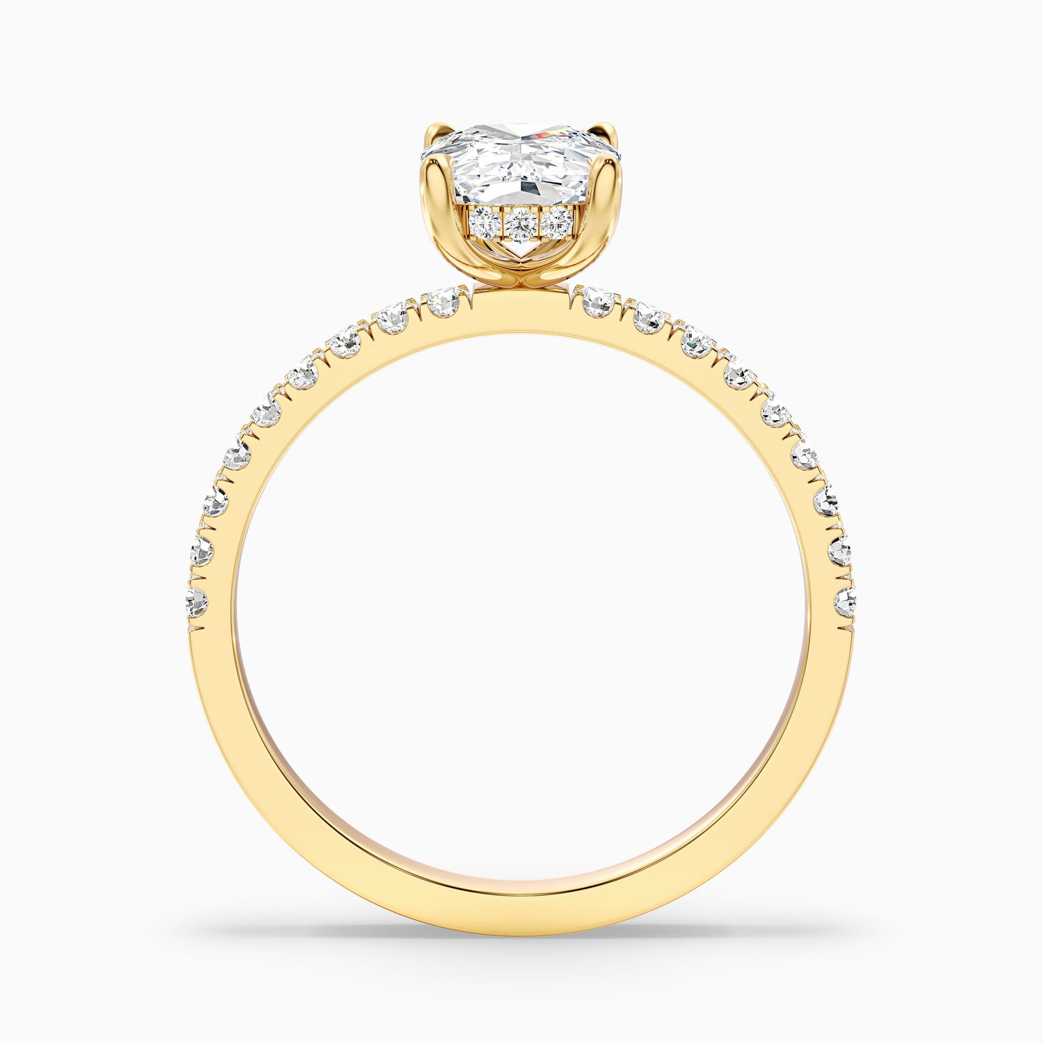 Holly 1 Carat Elongated Cushion Cut Hidden Halo Pave Lab Grown Diamond Ring in 10k White Gold