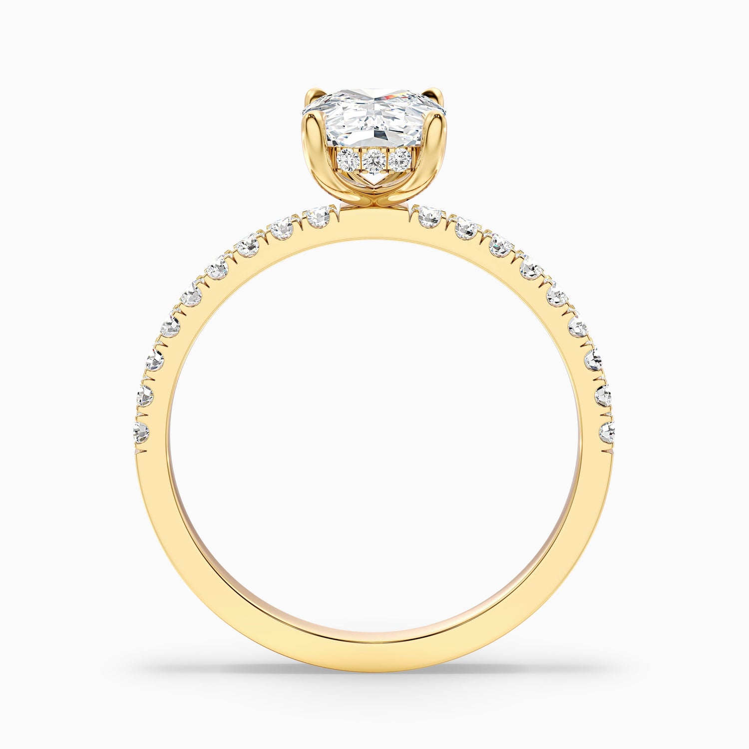 Holly 1.5 Carat Elongated Cushion Cut Hidden Halo Pave Moissanite Diamond Ring in 925 Sterling Silver