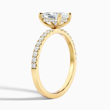Holly 4.5 Carat Elongated Cushion Cut Hidden Halo Pave Moissanite Diamond Ring in 14k Yellow Gold